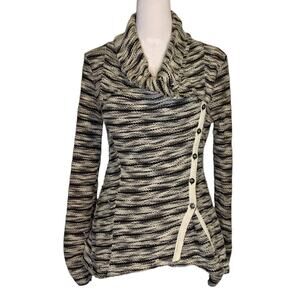 Saturday Sunday Anthropologie gray & cream striped cardigan size S